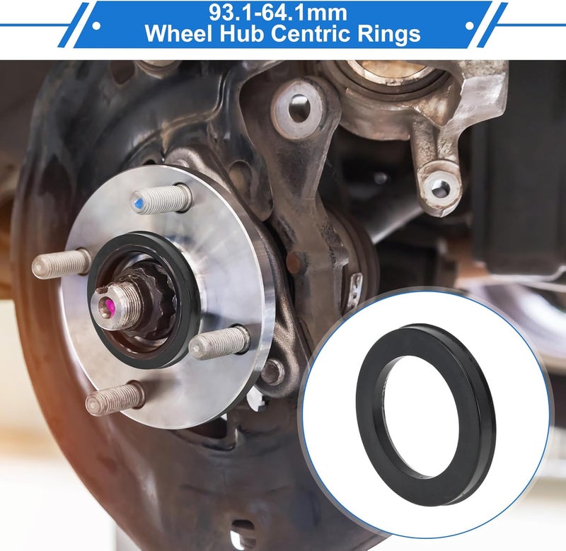 VekAuto 93.1mm to 64.1mm Car Wheel Hub Centric Rings Black Polycarbonate Wheels Center Shaft Shock Absorbing Hubrings 4 Pcs - Image 2